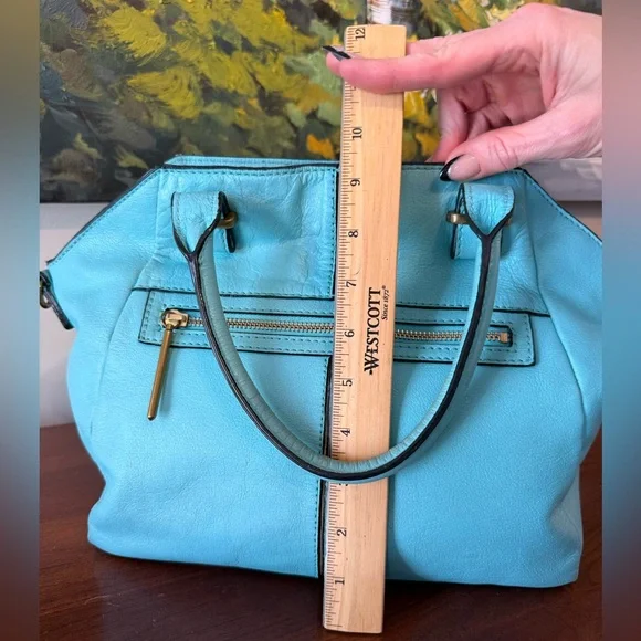 Elliott Lucca Medium Faro Turquoise Leather Satchel Crossbody | Beach Ready ☀️🏝️ - Picture 17 of 17